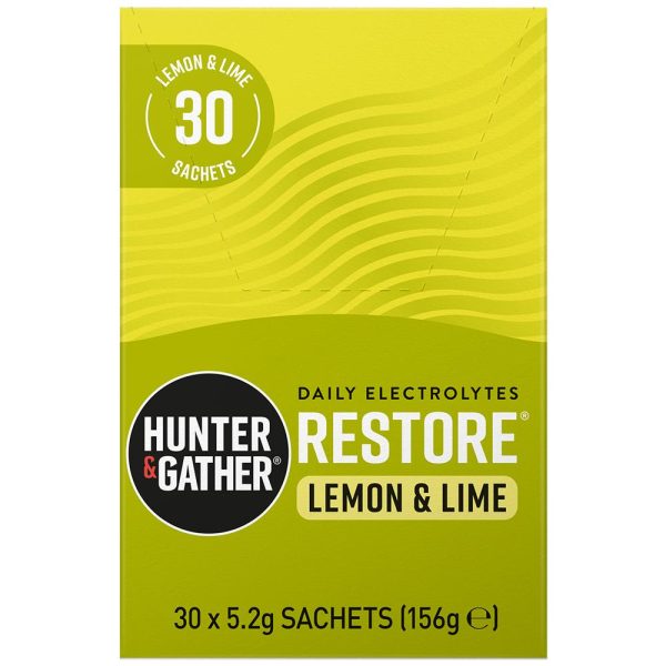 Hunter and Gather Restore Lemon & Lime Electrolyte Sachets 30 x 5.21g per pack on Sale