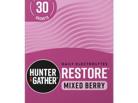 Hunter and Gather Restore Mixed Berries Electrolyte Sachets 30 x 5.8g per pack Hot on Sale