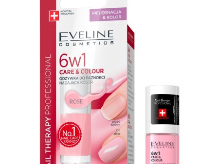 6w1 Care&Colour odżywka do paznokci nadająca kolor Rose 5ml Supply