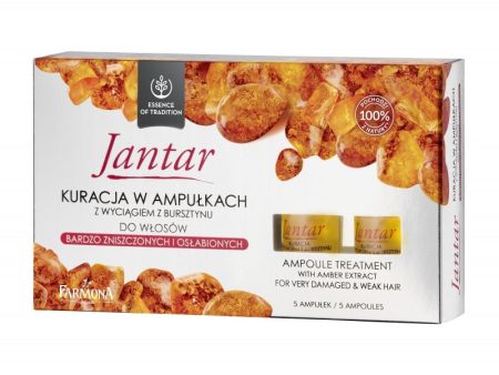 Jantar Moc Bursztynu kuracja w ampułkach do włosów zniszczonych i osłabionych 5x5ml Discount