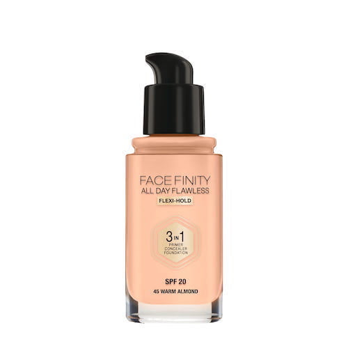 Facefinity All Day Flawless 3 w 1 kryjący podkład w płynie 45 Warm Almond 30ml Online Hot Sale