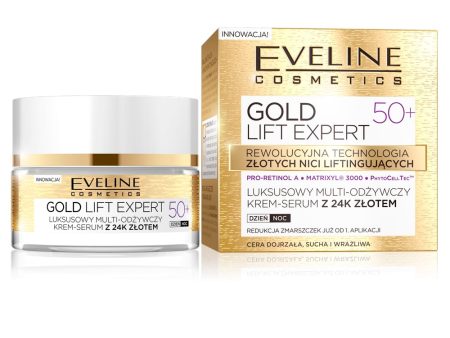 Gold Lift Expert 50+ luksusowy multi-odżywczy krem-serum z 24k złotem dzień noc 50ml Sale